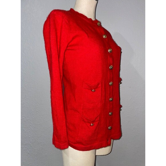 Vintage Randall Roy Women’s 100% Cashmere Cardigan Sweater size S Gold Buttons - Picture 4 of 6